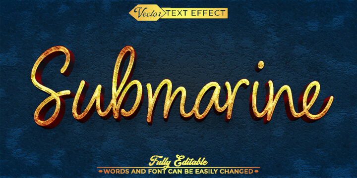 Deep Sea Submarine Ocean Exploration Typography Vector Fully Editable Smart Object Text Effect