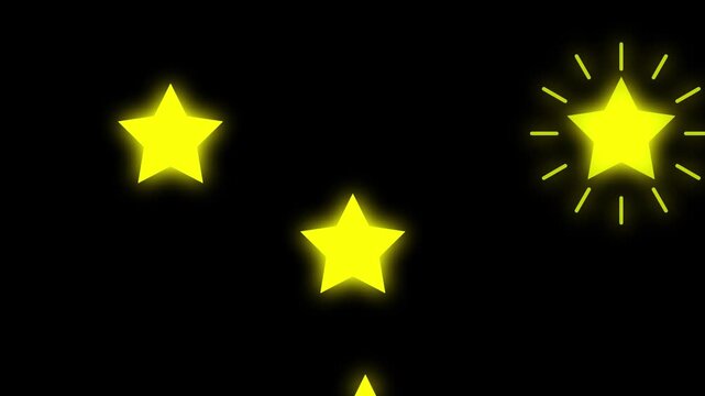 Dynamic star burst animation with yellow particles on black. High-quality motion element for awards and festive occasions.