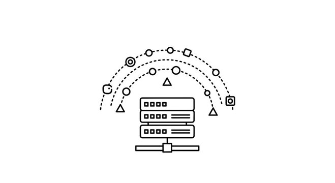 Server Rack with Data Flow Network, Cloud Computing Concept