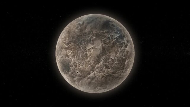 Realistic Rotating Ceres Loop, Planet Animation in Space Full HD Background