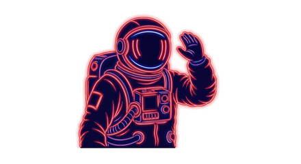 Neon Astronaut Waving Hello © Vinci
