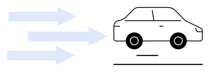 Obraz premium Automotive innovation, green energy, transportation solutions, vehicle motion, speed dynamics, design concepts. Abstract car with arrows indicating motion or energy flow. Automotive innovation