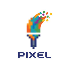Fototapeta premium Pixel art logo design element graphic.