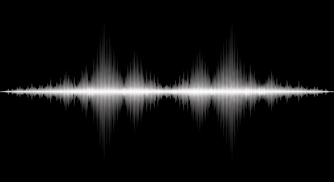 Audio sound wave form visualisation on dark background with waveform frequency vibration technology equalizer recording oscilloscope amplitude electronics multimedia abstract communication