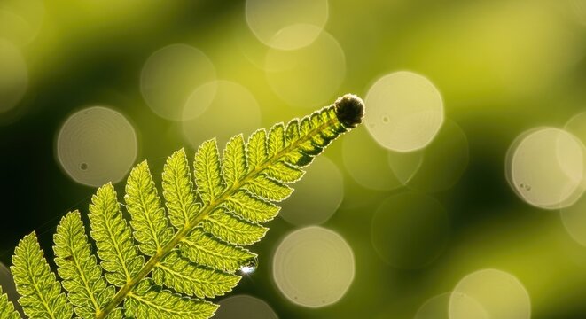 Close-up of a vibrant green fern frond.