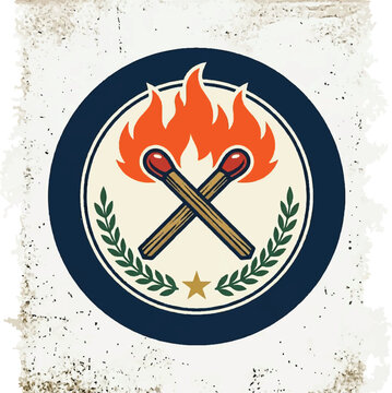 Crossed matches with burning flame.