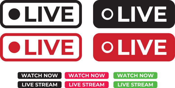 Live Streaming Broadcast Labels Social Media Stream Badge Set
