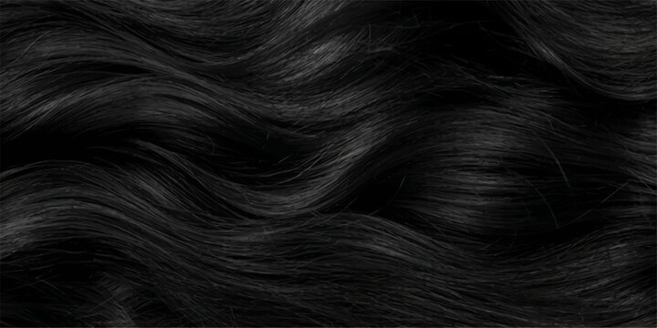 Elegantly flowing strands of sleek, glossy black hair, capturing the natural beauty and texture in a stunning close-up. for Website. Background, Branding