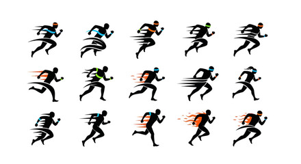 Obraz premium Runner Silhouettes Collection: Dynamic Speed and Movement Icons