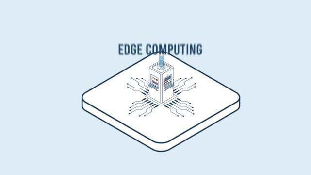 Industry 4.0 Infographic Animation with IoT, AI, Cloud Computing, Edge Technology, Cybersecurity and Digital Twin. Isometric 4K Animation