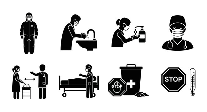 Healthcare Icons: Safety, Prevention, and Medical Care Symbols