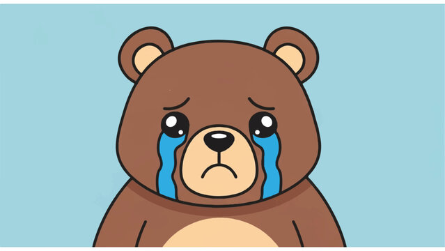 Sad Brown Teddy Bear Crying Tears.