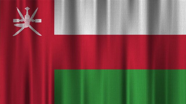 Oman Flag Animation With Fabric Texture
