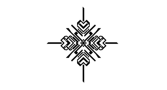 Abstract Geometric Ornament, Art Deco Style, Black and White Design