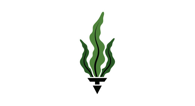Green Algae Plant Symbol, Minimalist Aquatic Life Icon