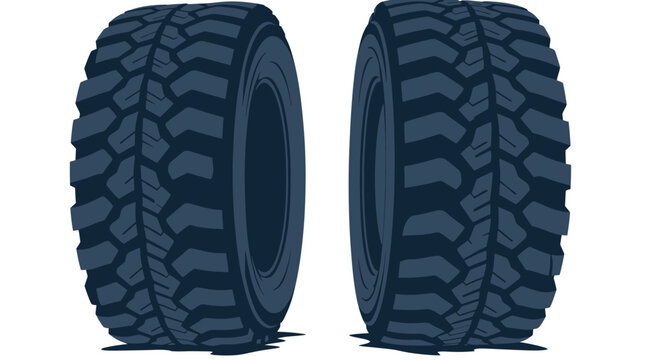 Two black rugged offroad vehicle tires.