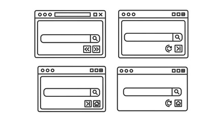 Obraz premium Search interface icons with input fields and controls line art