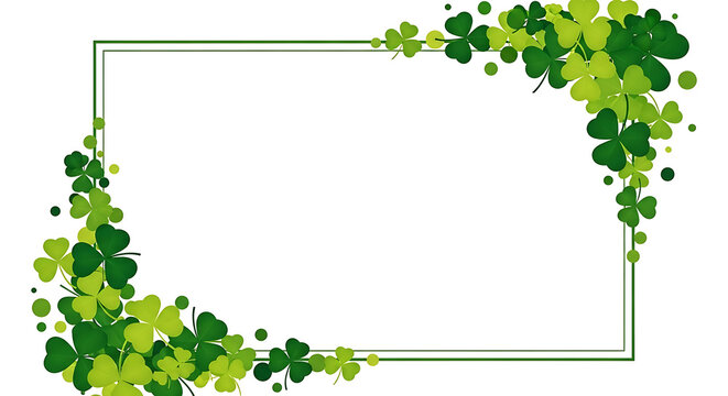 Clover leaf border frame illustration with shamrock ornament decoration botanical template background invitation illustration