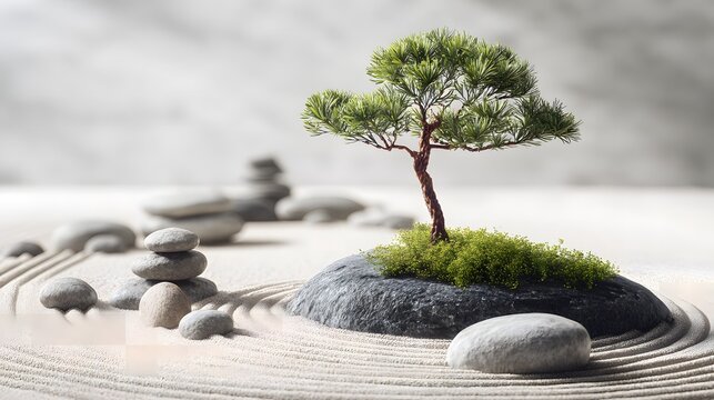 zen stones on the tree
