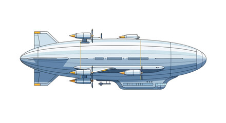 Futuristic Airship Blimp Zeppelin Aircraft Flying Machine Retro-Futuristic Vehicle © Azrha