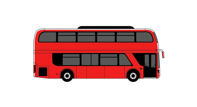 Iconic Red Double Decker Bus, London Transport, City Travel Illustration