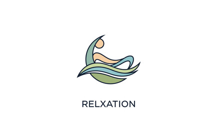 Obraz premium Abstract Yoga Pose Icon with Pastel Colors and Gentle Waves