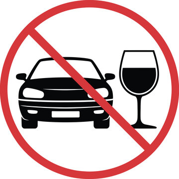 No, drink and drive warning prohibited sign sticker poster plaque template design, road safety and alcohol restriction symbol vector illustration.