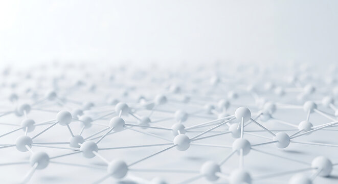 Abstract white neural network connections concept with connection technology abstract structure molecules background communication chemistry research innovation complexity