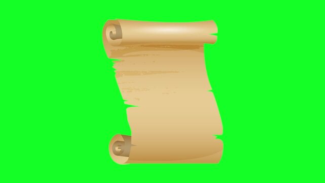 Scroll, Parchment on green screen background
Old Paper Scroll 3d roll 4k parchment animation open up from left to right with green screen frame on blank empty space | Vintage paper scroll or parchment