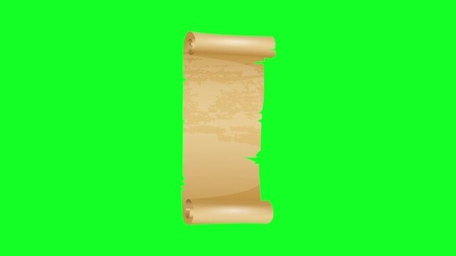Scroll, Parchment on green screen background
Old Paper Scroll 3d roll 4k parchment animation open up from left to right with green screen frame on blank empty space | Vintage paper scroll or parchment
