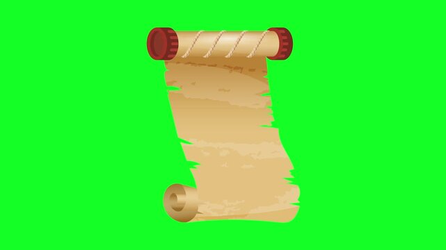 Scroll, Parchment on green screen background
Old Paper Scroll 3d roll 4k parchment animation open up from left to right with green screen frame on blank empty space | Vintage paper scroll or parchment