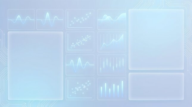 Futuristic Glassmorphism Data Visualization Dashboard UI for Business Analytics, Fintech, and AI Monitoring Interface
