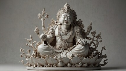 Fototapeta premium Statue of person sitting in lotus position, fantasy style digital art - Generative AI