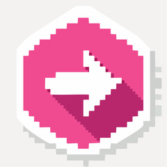 Fototapeta premium Pixelated Pink Arrow Icon with Shadow