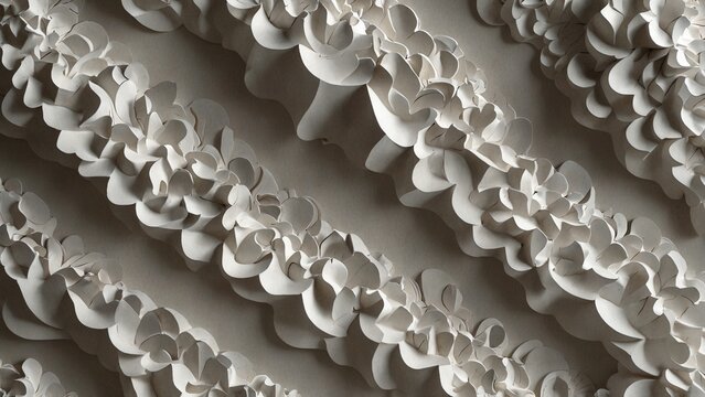 Close up of wall with many white shapes, high quality conceptual artwork - Generative AI