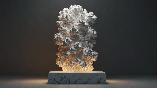 Sculpture made out of white and black marble, digital art illustration - Generative AI