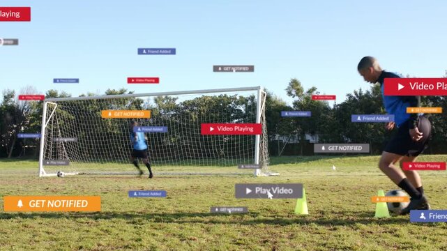 Player starting dribbling around cones, feinting then shooting in sports drill with overlays rising