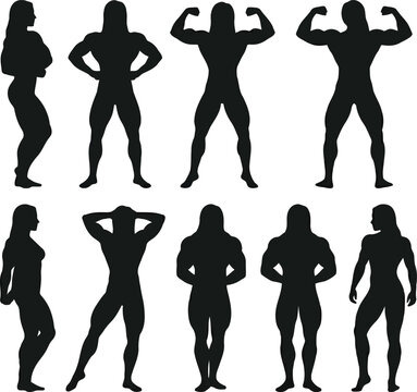 Black silhouettes of people in various poses