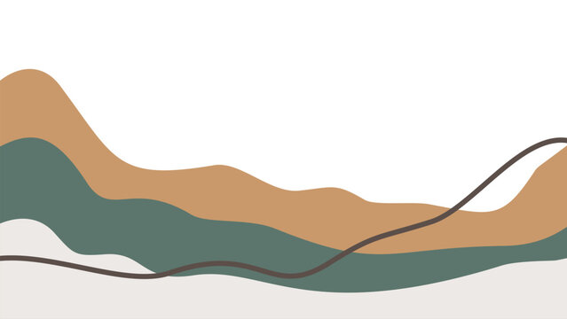 Modern geometric background with muted sage and ochre flowing shapes. Elegant espresso pulse line for wellness marketing, digital art, and contemporary organic cover design.
