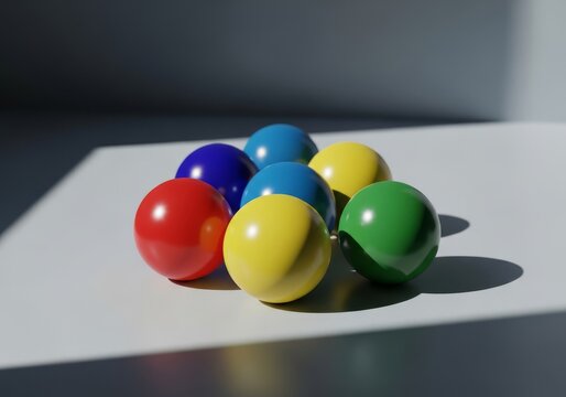 A minimalist composition of smooth ceramic spheres on a matte surface with soft natural light creating gentle diffused shadows in a room, sphere, light, visual