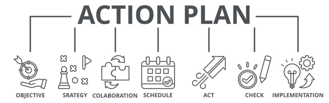 Action plan banner web icon vector illustration concept