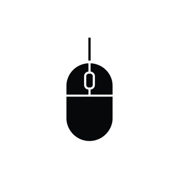 computer mouse icon simple black silhouette on white background
