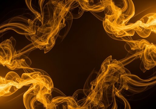 Ethereal swirls of golden vapor and amber mist flow through a dark space, illuminated by warm cinematic lighting in ultra high resolution, vapor, cosmic, artistic