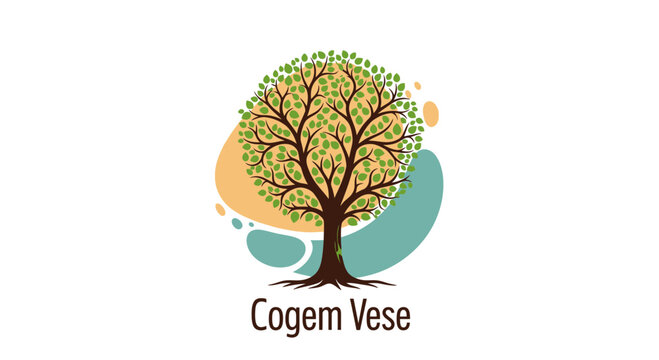 Stylized Tree with Abstract Shapes and Text Cogem Vese