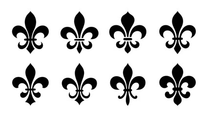 Vintage Fleur de Lis Vector Set Black Heraldic Lily Royal Icons Collection © MSTPOPI