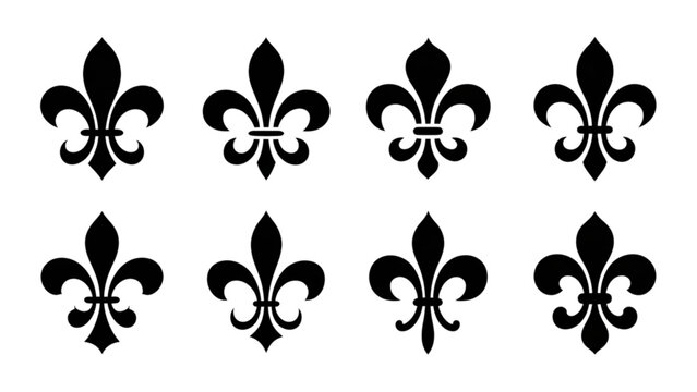 Vintage Fleur de Lis Vector Set Black Heraldic Lily Royal Icons Collection