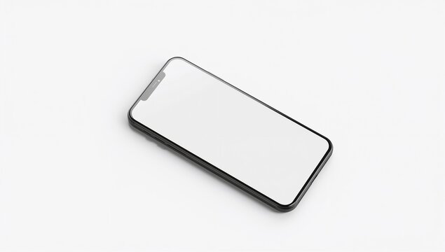 Modern smartphone with black frame high angle studio shot