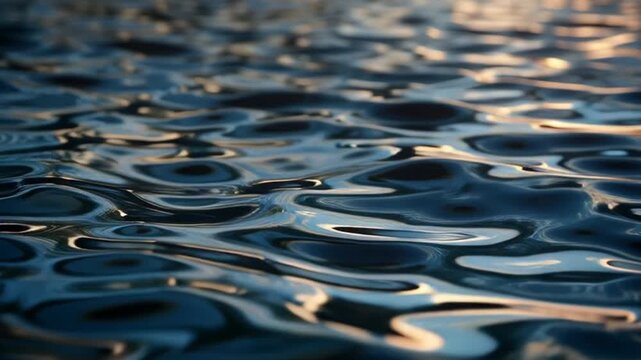 The serene water surface reflects the gentle light, creating a sense of calm and natural beauty. This photograph captures the fluidity and tranquility of water. 