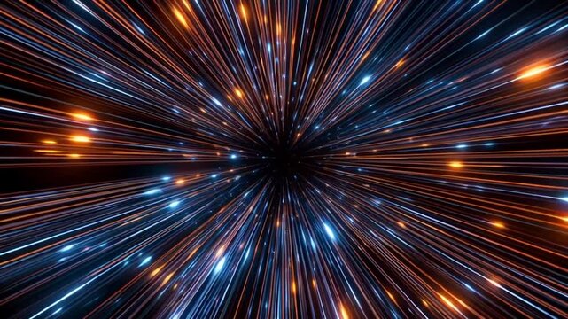 A mesmerizing depiction of a light tunnel, creating a sense of speed and travel through space. 