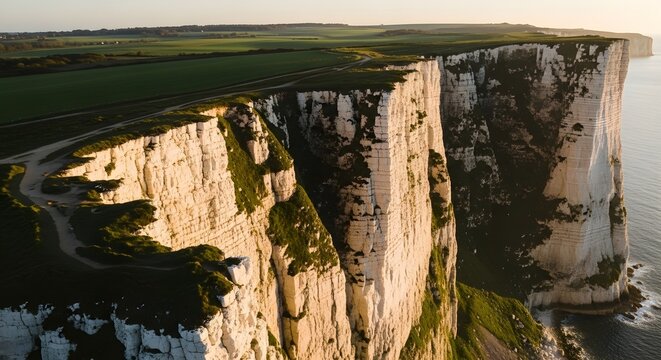 Dramatic cliff edge view overlooking English Channel coastal scenery
